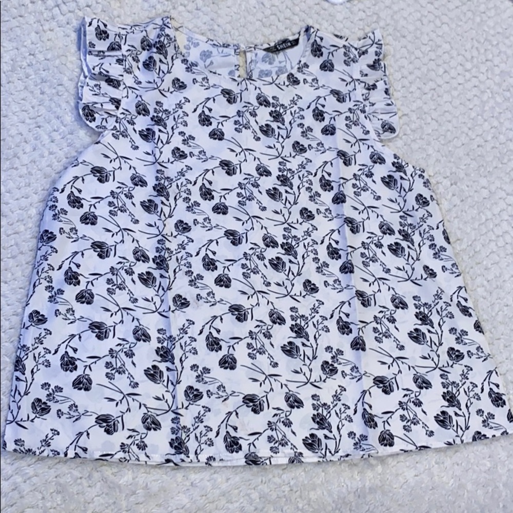 Back and white floral blouse